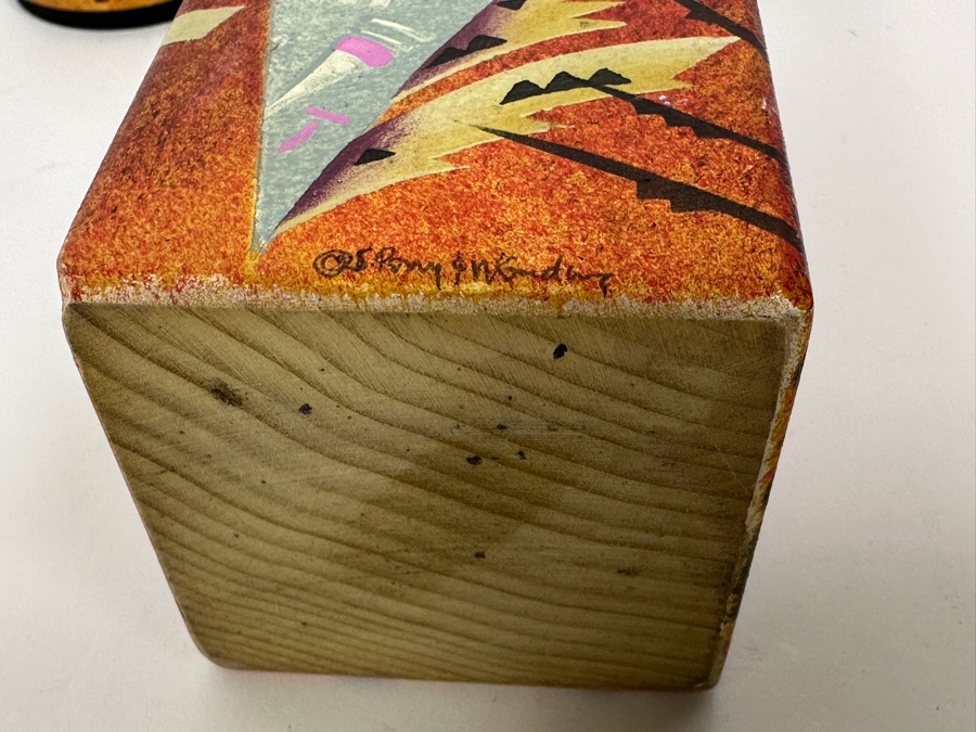 Artist Signed Hand Painted Judaica Wooden Charity Box Tzedakah Box 8.5H [Photo 16]