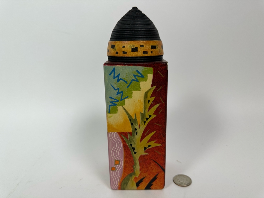 Artist Signed Hand Painted Judaica Wooden Charity Box Tzedakah Box 8.5H [Photo 11]