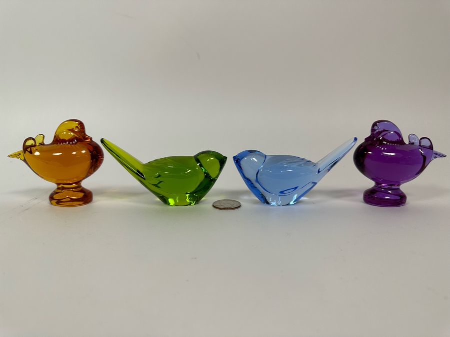 Four Signed Baccarat Crystal Bird Duck Figurines From France [Photo 3]
