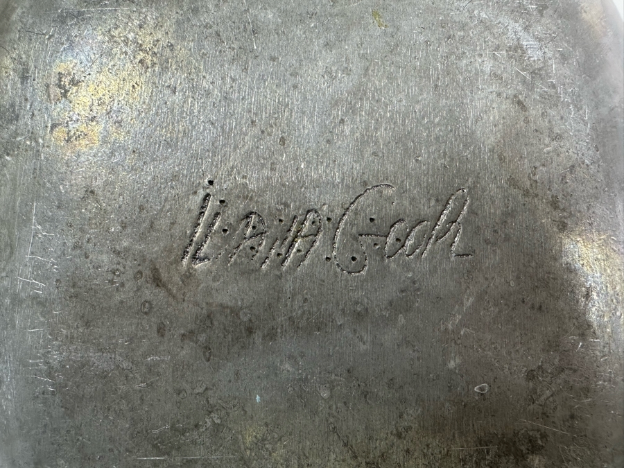 Ilana Goor (b. 1936, Israel) Metal Dish With Woman Seated In One Corner - Woman Is Signed And Signed Underneath Dish [Photo 10]