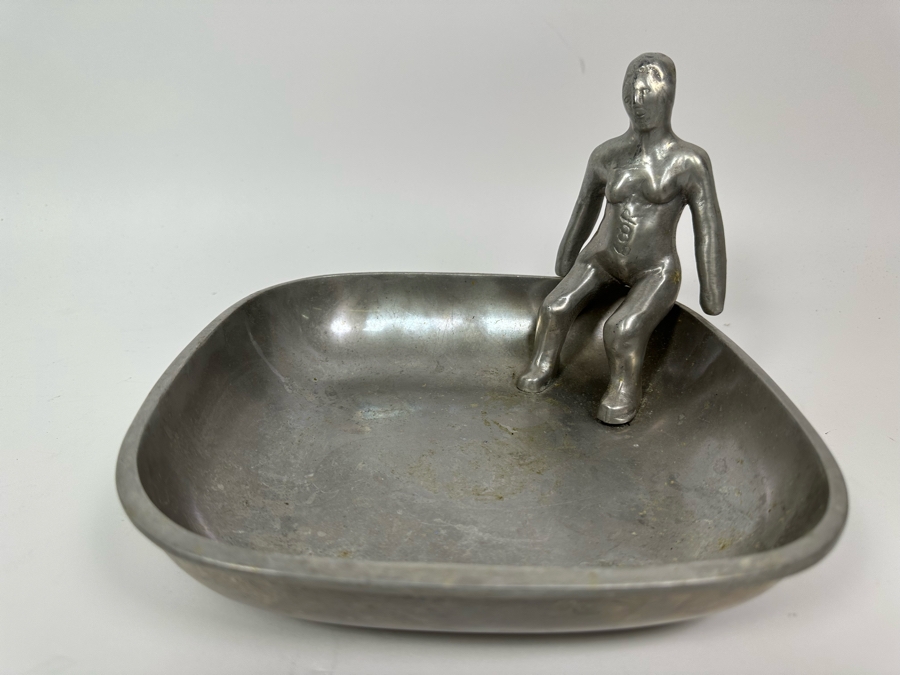 Ilana Goor (b. 1936, Israel) Metal Dish With Woman Seated In One Corner - Woman Is Signed And Signed Underneath Dish [Photo 9]
