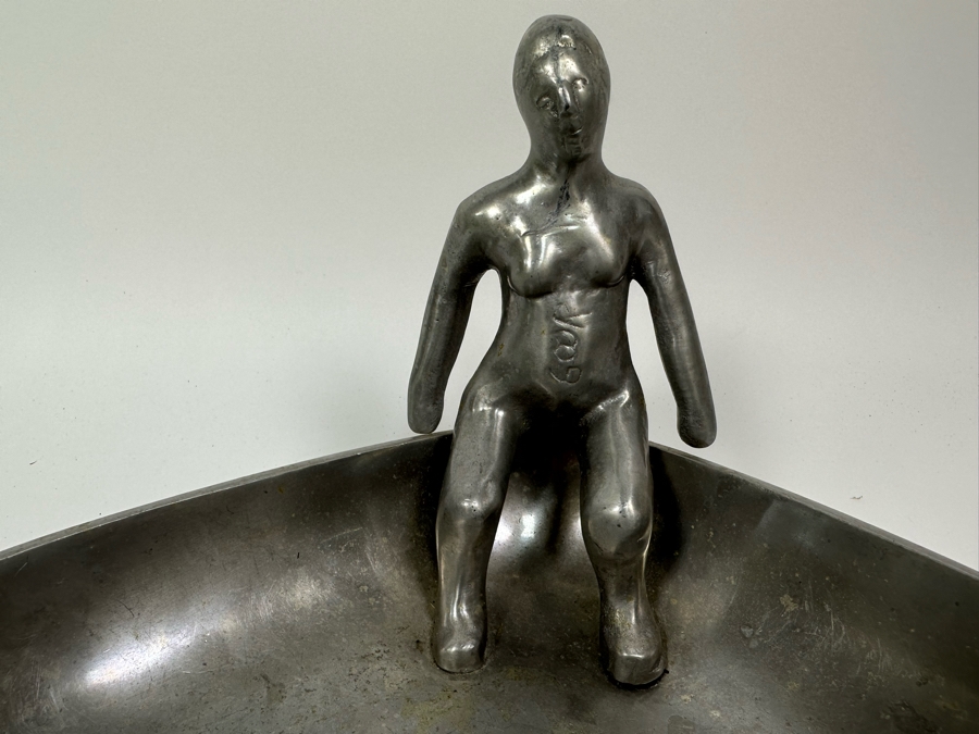 Ilana Goor (b. 1936, Israel) Metal Dish With Woman Seated In One Corner - Woman Is Signed And Signed Underneath Dish [Photo 7]