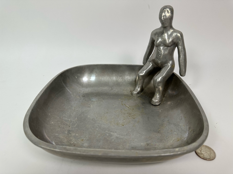 Ilana Goor (b. 1936, Israel) Metal Dish With Woman Seated In One Corner - Woman Is Signed And Signed Underneath Dish [Photo 6]