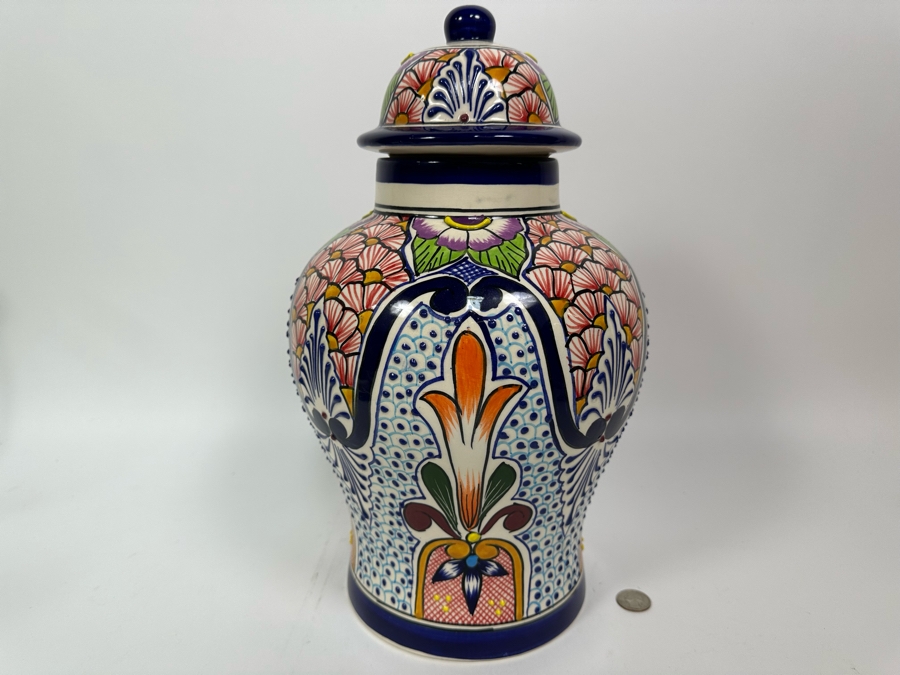 Large Mexican Signed Lidded Jar With Lid 16H Retails $50 [Photo 3]