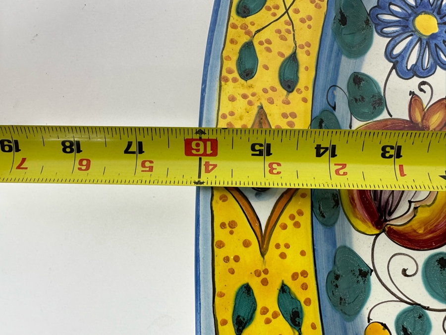 Angela Zei San Gimignano Italy Large Hand Painted Platter Signed With Hanger On Back 16 X 16 [Photo 9]