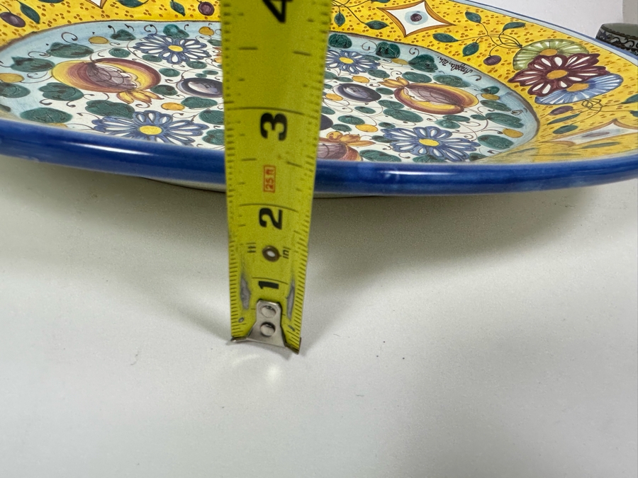 Angela Zei San Gimignano Italy Large Hand Painted Platter Signed With Hanger On Back 19.5W X 16D X 2H [Photo 13]