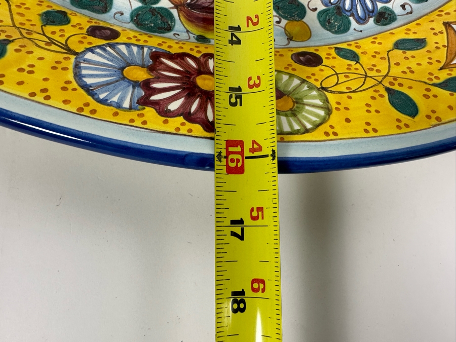 Angela Zei San Gimignano Italy Large Hand Painted Platter Signed With Hanger On Back 19.5W X 16D X 2H [Photo 12]