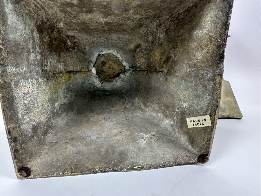 Pair Of Large Metal Candle Holders With Lions Made In India 14H [Photo 8]