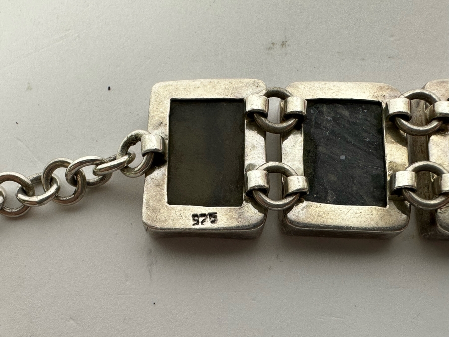 Sterling Silver Bracelet With Various Stones 8L 58g [Photo 6]