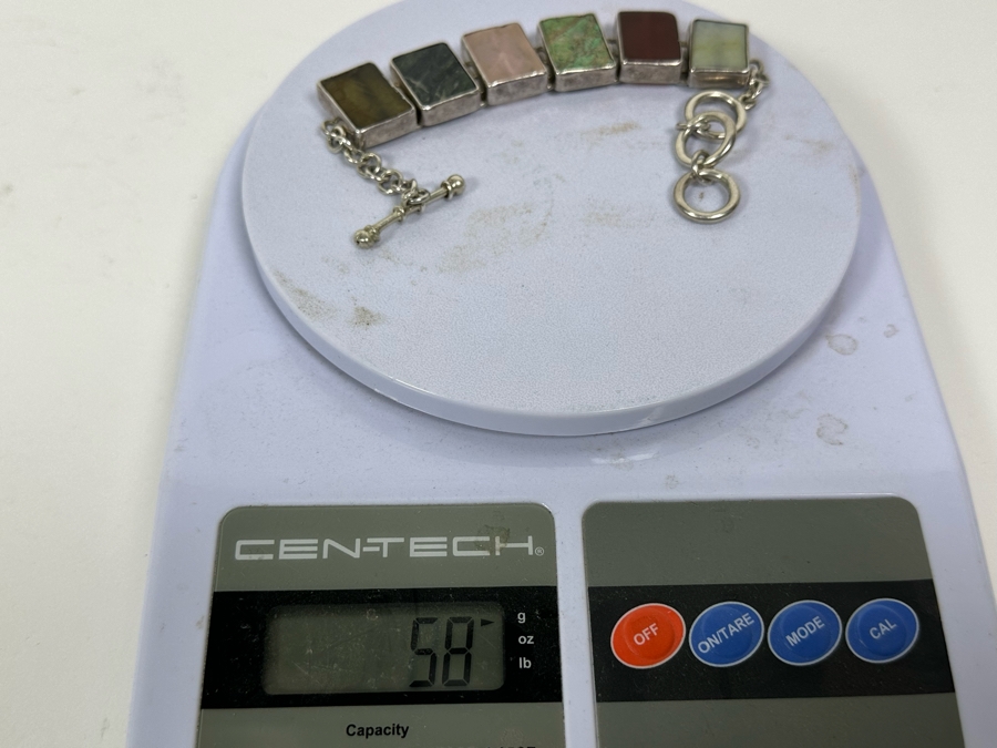 Sterling Silver Bracelet With Various Stones 8L 58g [Photo 8]