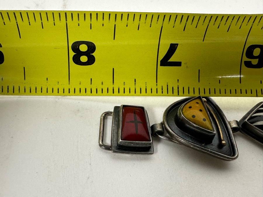 Modernist Kimberly Keyworth Designer Sterling Silver / 22K Gold Bracelet 7.5L 53g [Photo 13]