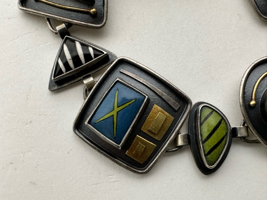 Modernist Kimberly Keyworth Designer Sterling Silver / 22K Gold Bracelet 7.5L 53g [Photo 5]