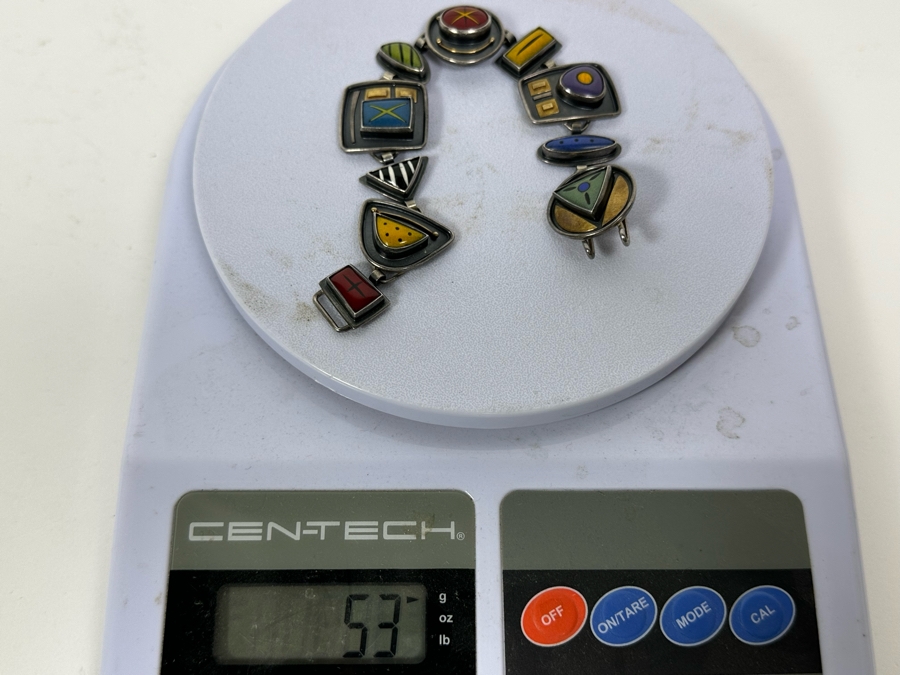 Modernist Kimberly Keyworth Designer Sterling Silver / 22K Gold Bracelet 7.5L 53g [Photo 14]