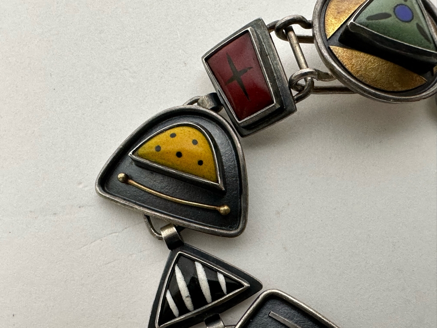 Modernist Kimberly Keyworth Designer Sterling Silver / 22K Gold Bracelet 7.5L 53g [Photo 6]