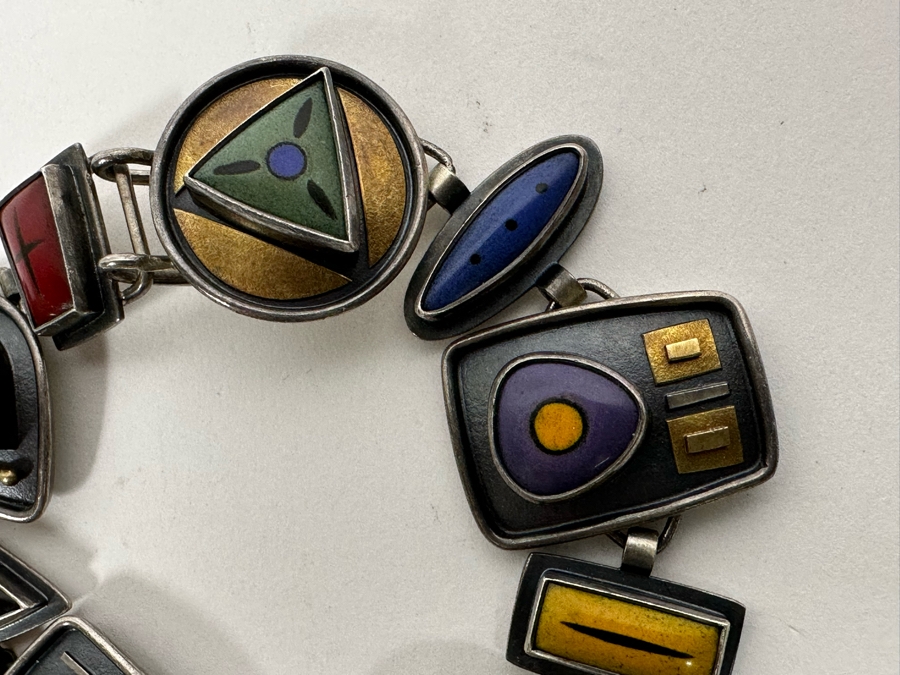 Modernist Kimberly Keyworth Designer Sterling Silver / 22K Gold Bracelet 7.5L 53g [Photo 7]