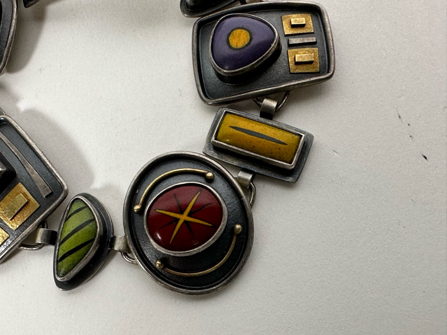 Modernist Kimberly Keyworth Designer Sterling Silver / 22K Gold Bracelet 7.5L 53g [Photo 8]