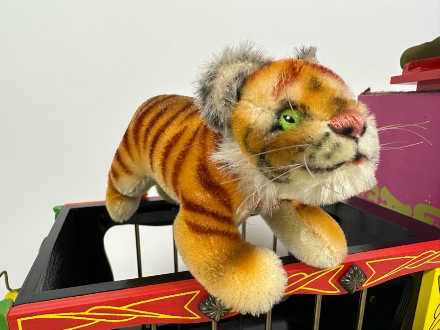 Steiff Golden Age Of The Circus Animals Genuine Mohair Limited Edition 5,000 Bengal Tiger With Circus Wagon Set With Box [Photo 8]