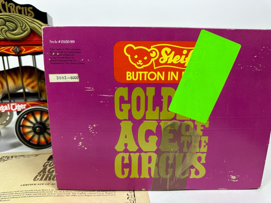 Steiff Golden Age Of The Circus Animals Genuine Mohair Limited Edition 5,000 Bengal Tiger With Circus Wagon Set With Box [Photo 10]