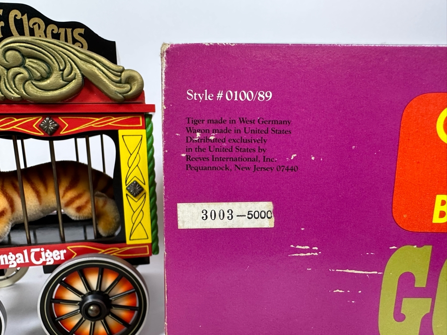 Steiff Golden Age Of The Circus Animals Genuine Mohair Limited Edition 5,000 Bengal Tiger With Circus Wagon Set With Box [Photo 11]