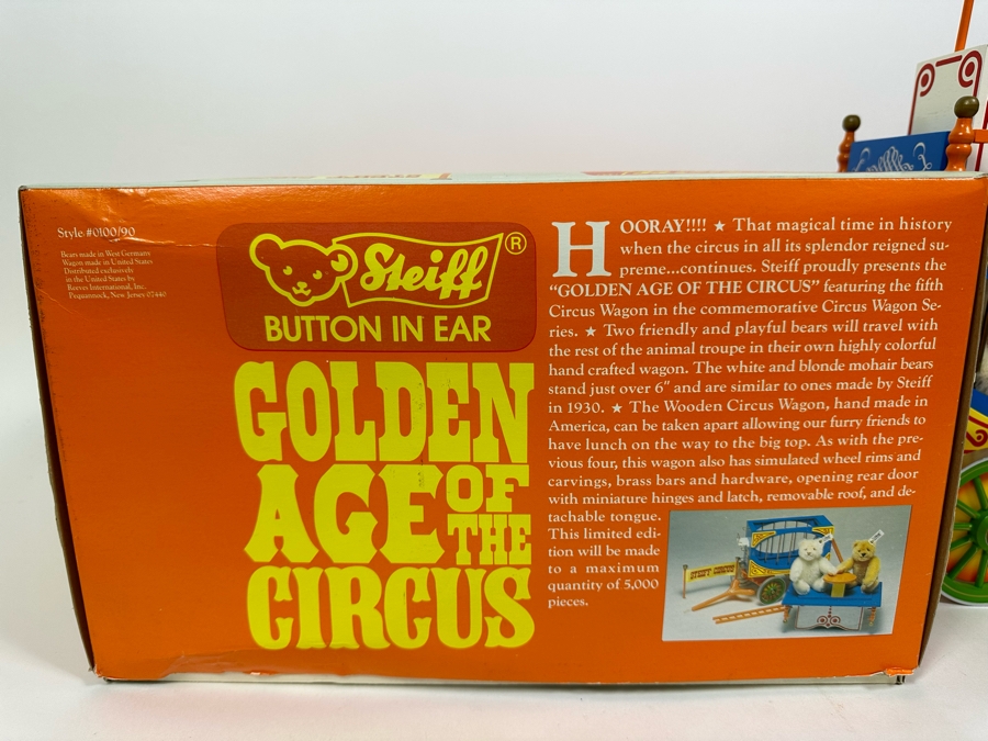 Steiff Golden Age Of The Circus Animals Genuine Mohair Limited Edition 5,000 Dicky Bears & Circus Wagon 0100/90 With Box [Photo 10]