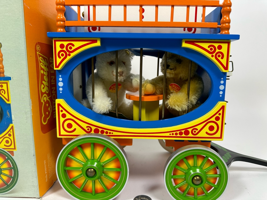 Steiff Golden Age Of The Circus Animals Genuine Mohair Limited Edition 5,000 Dicky Bears & Circus Wagon 0100/90 With Box [Photo 6]