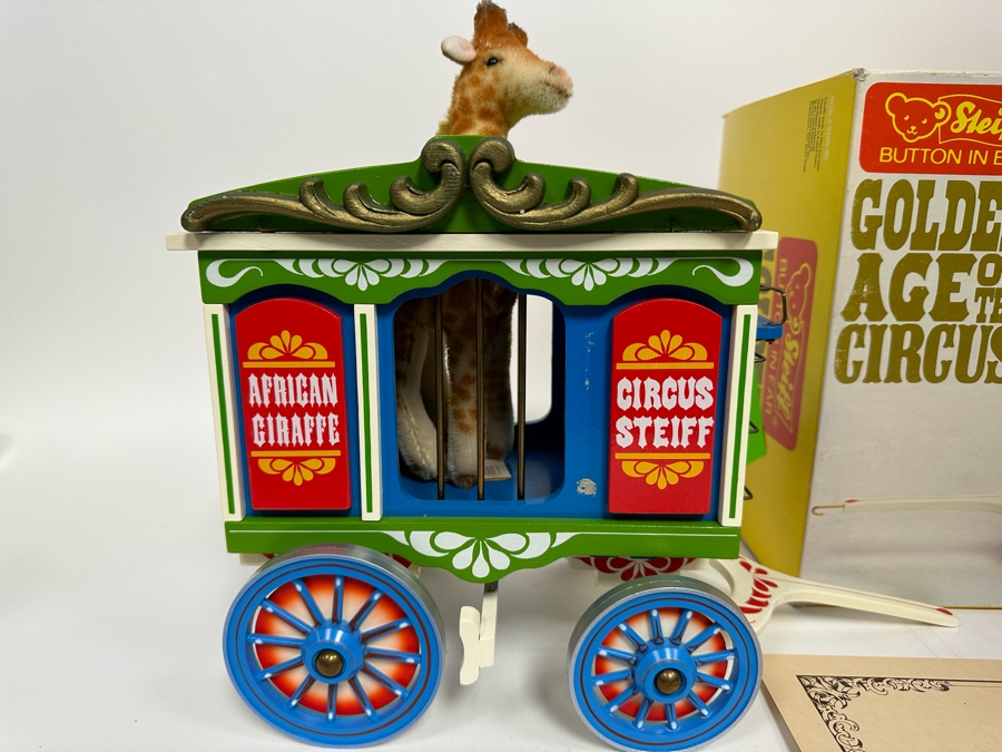 Steiff Golden Age Of The Circus Animals Genuine Mohair Limited Edition 5,000 Giraffe & Circus Wagon Set 0100/88 With Box [Photo 4]
