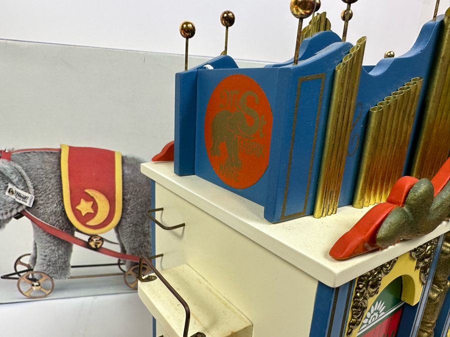 Steiff Golden Age Of The Circus Animals Genuine Mohair Limited Edition 5,000 Elephant & Circus Wagon Musical Calliope Set 0100/86 With Box [Photo 11]