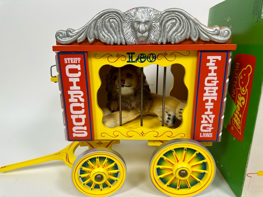 Steiff Golden Age Of The Circus Animals Genuine Mohair Limited Edition 5,000 Leo The Lion & Circus Wagon Set 0100/87 With Box [Photo 4]