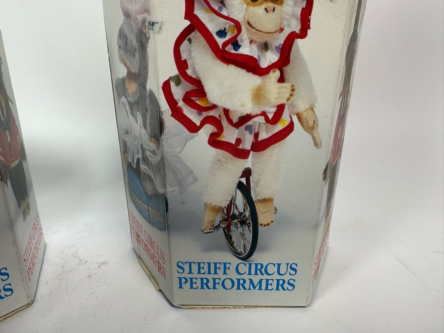 Steiff Golden Age Of The Circus Animals Genuine Mohair Limited Edition 5,000: Ringmaster Teddy Baby, Hippo Fat Lady, Baby Elephant Balloon Seller & Chimp On Unicycle [Photo 21]