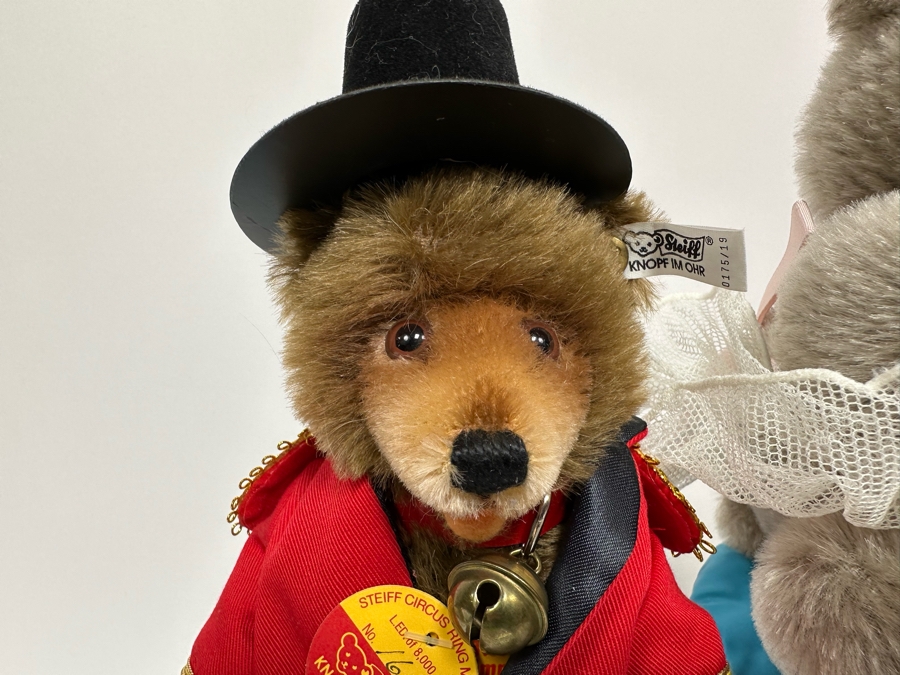 Steiff Golden Age Of The Circus Animals Genuine Mohair Limited Edition 5,000: Ringmaster Teddy Baby, Hippo Fat Lady, Baby Elephant Balloon Seller & Chimp On Unicycle [Photo 7]