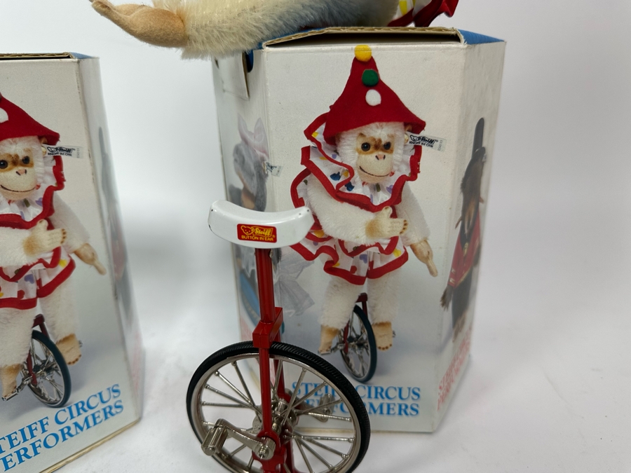 Steiff Golden Age Of The Circus Animals Genuine Mohair Limited Edition 5,000: Ringmaster Teddy Baby, Hippo Fat Lady, Baby Elephant Balloon Seller & Chimp On Unicycle [Photo 20]