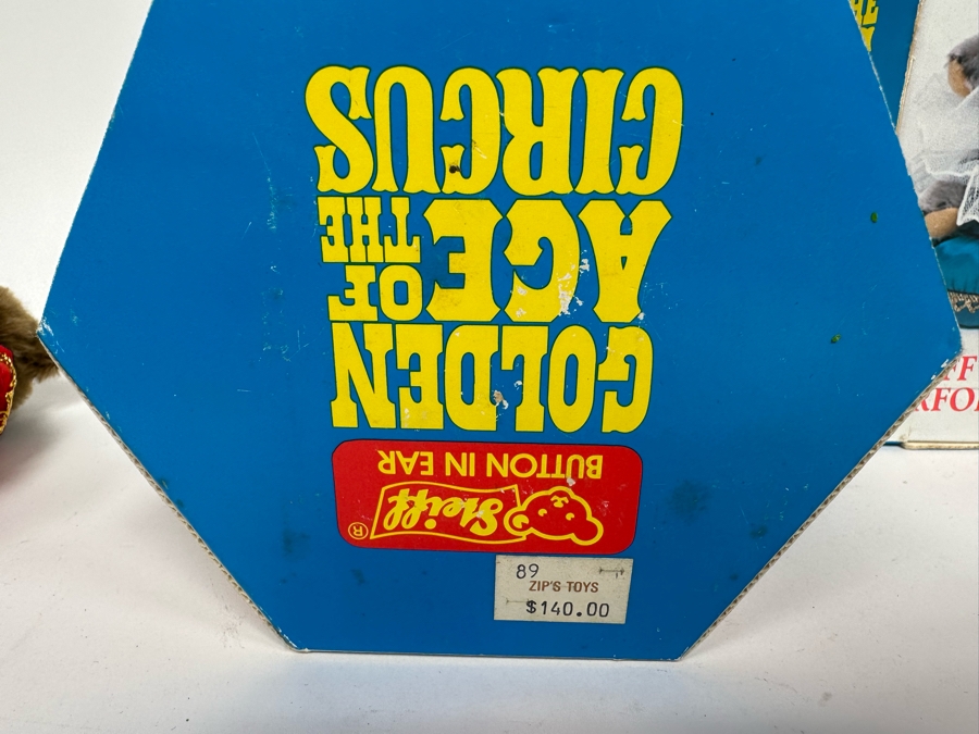 Steiff Golden Age Of The Circus Animals Genuine Mohair Limited Edition 5,000: Ringmaster Teddy Baby, Hippo Fat Lady, Baby Elephant Balloon Seller & Chimp On Unicycle [Photo 15]