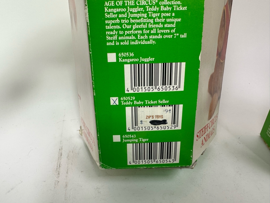 Steiff Golden Age Of The Circus Animals Genuine Mohair Limited Edition 5,000: Teddy Baby Food Vendor, Strong Man Gorilla, Teddy Baby Ticket Seller, Fire Eater Dragon [Photo 12]