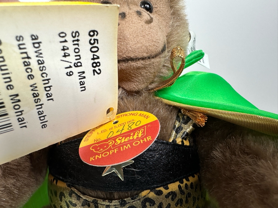 Steiff Golden Age Of The Circus Animals Genuine Mohair Limited Edition 5,000: Teddy Baby Food Vendor, Strong Man Gorilla, Teddy Baby Ticket Seller, Fire Eater Dragon [Photo 5]