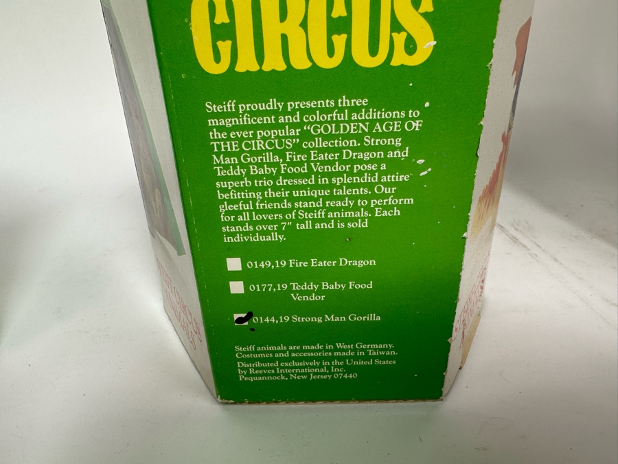 Steiff Golden Age Of The Circus Animals Genuine Mohair Limited Edition 5,000: Teddy Baby Food Vendor, Strong Man Gorilla, Teddy Baby Ticket Seller, Fire Eater Dragon [Photo 11]