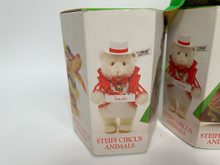 Steiff Golden Age Of The Circus Animals Genuine Mohair Limited Edition 5,000: Teddy Baby Food Vendor, Strong Man Gorilla, Teddy Baby Ticket Seller, Fire Eater Dragon [Photo 8]