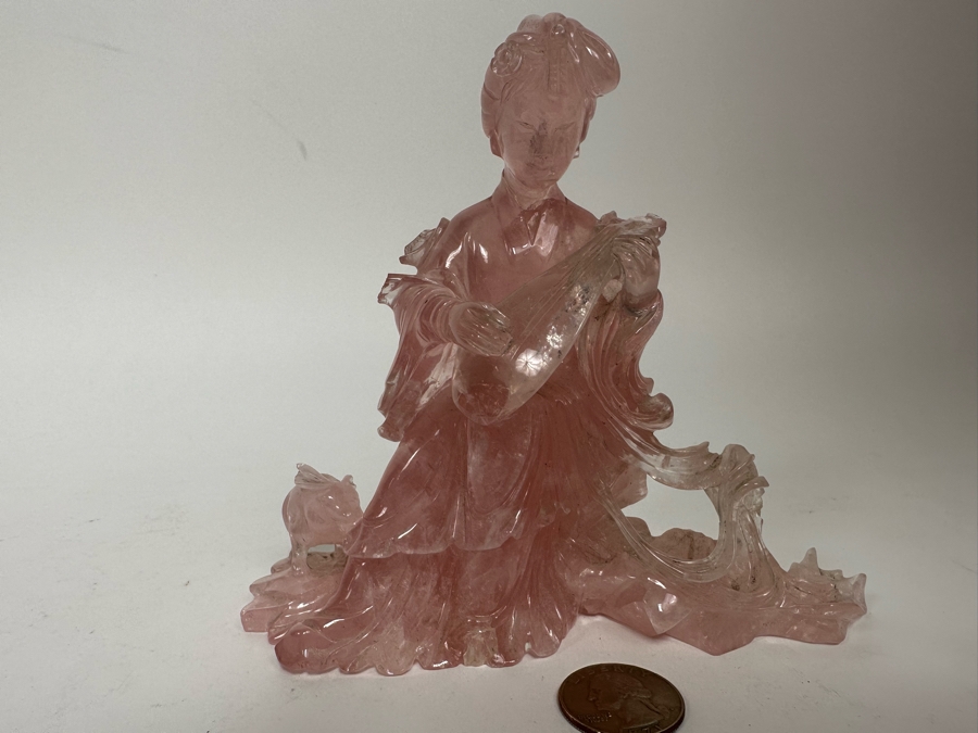 Carved Chinese Rose Quartz Figurine 6W X 3D X 5.5H [Photo 3]