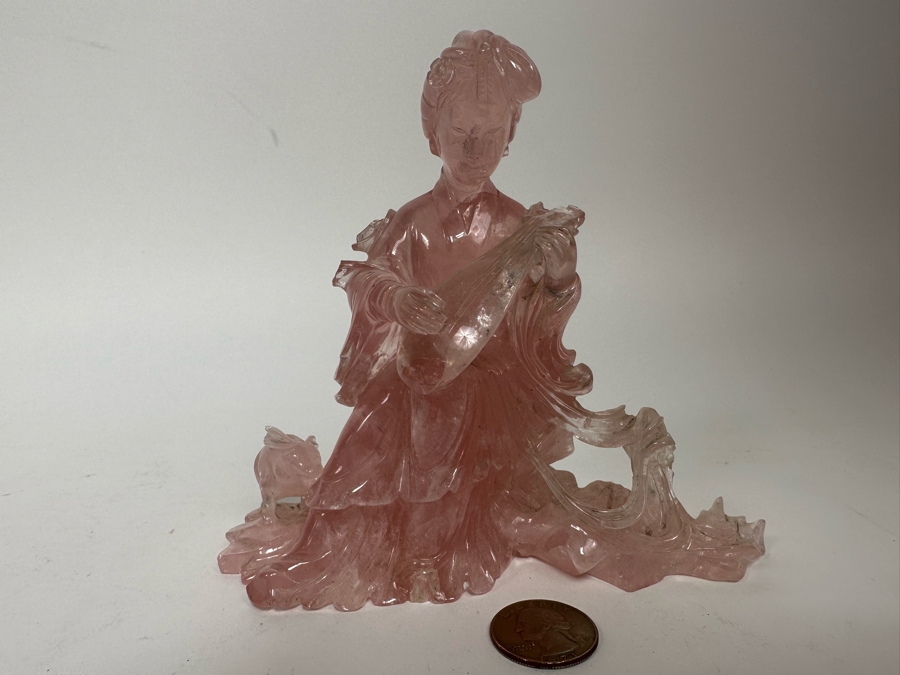 Carved Chinese Rose Quartz Figurine 6W X 3D X 5.5H [Photo 2]