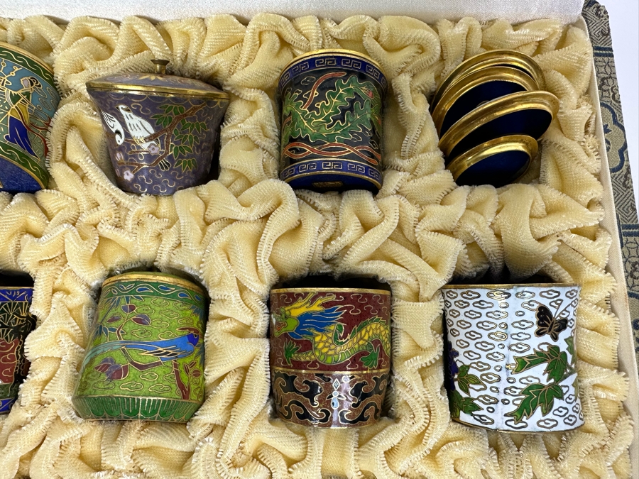 Collection Of Chinese Miniature Lidded Cloisonne Jars With Box [Photo 12]