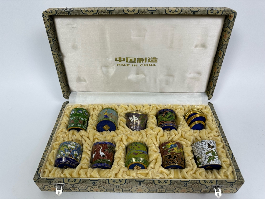 Collection Of Chinese Miniature Lidded Cloisonne Jars With Box [Photo 2]
