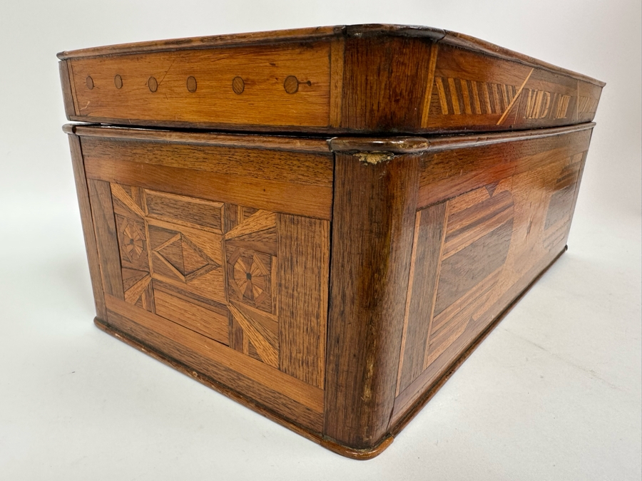 Antique Inlaind Marquetry Wooden Box 16W X 8D X 6H [Photo 11]