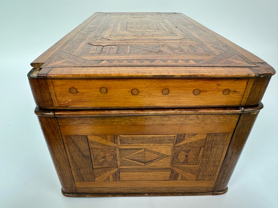 Antique Inlaind Marquetry Wooden Box 16W X 8D X 6H [Photo 14]