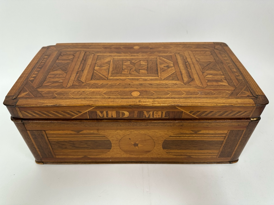 Antique Inlaind Marquetry Wooden Box 16W X 8D X 6H [Photo 3]