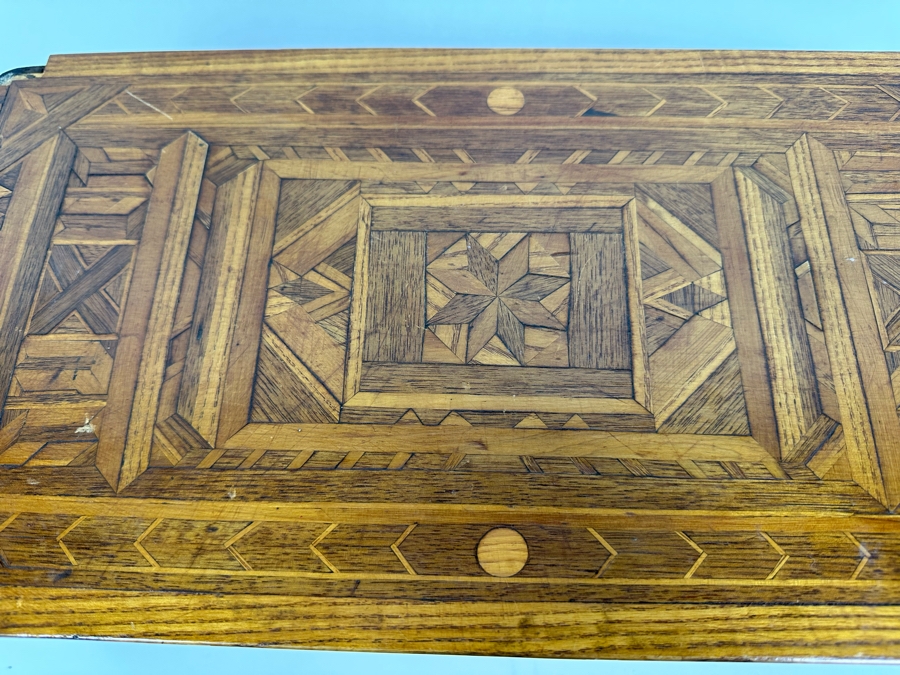 Antique Inlaind Marquetry Wooden Box 16W X 8D X 6H [Photo 8]