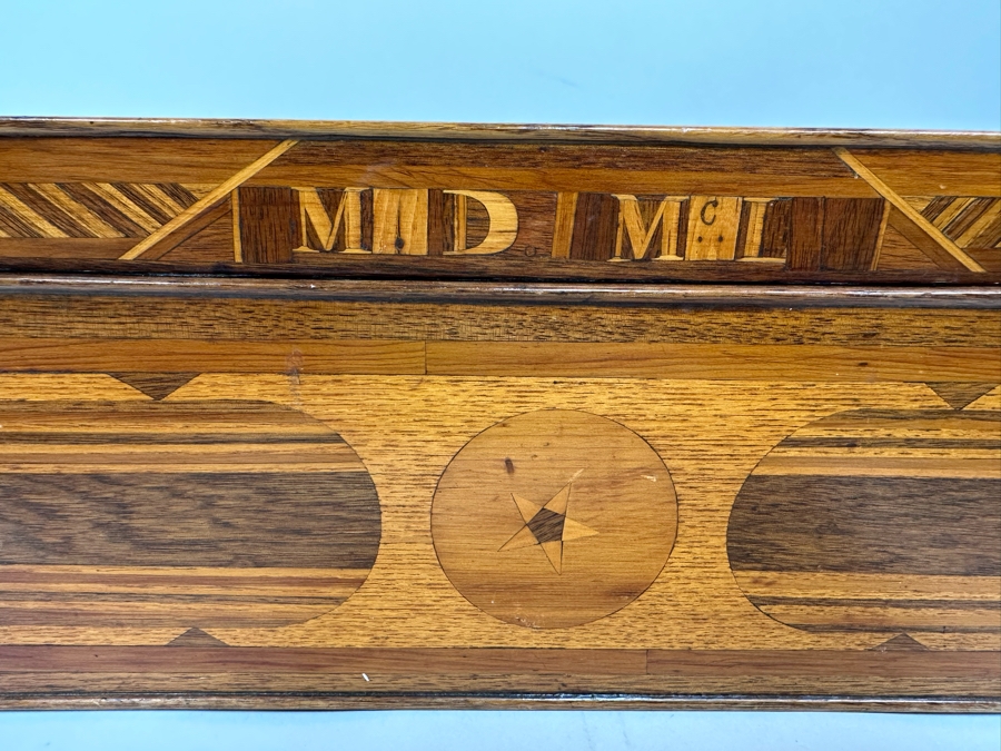 Antique Inlaind Marquetry Wooden Box 16W X 8D X 6H [Photo 5]