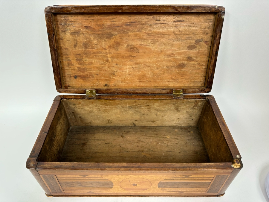 Antique Inlaind Marquetry Wooden Box 16W X 8D X 6H [Photo 24]