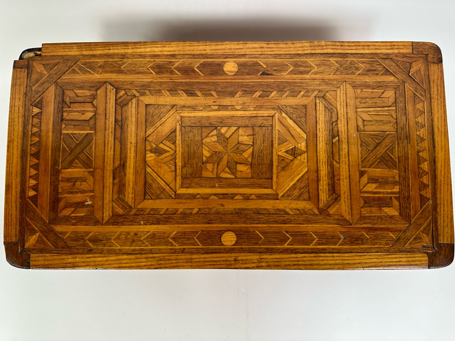 Antique Inlaind Marquetry Wooden Box 16W X 8D X 6H [Photo 6]