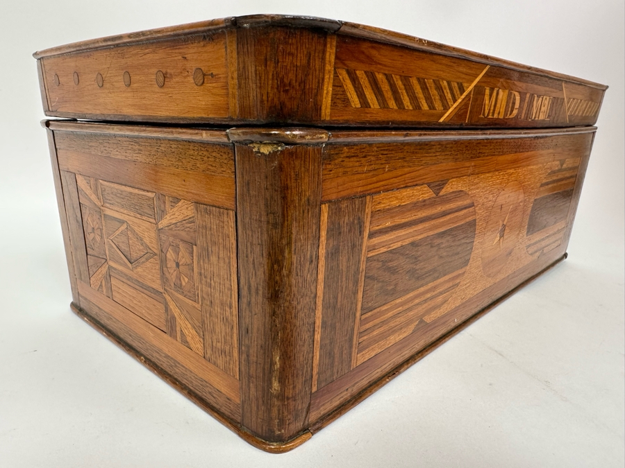 Antique Inlaind Marquetry Wooden Box 16W X 8D X 6H [Photo 12]