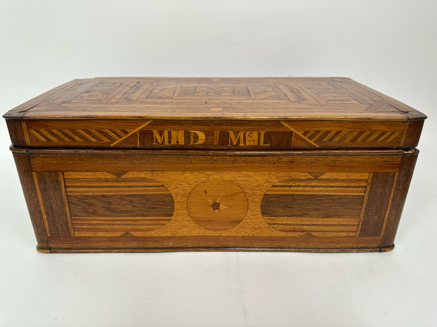Antique Inlaind Marquetry Wooden Box 16W X 8D X 6H [Photo 4]