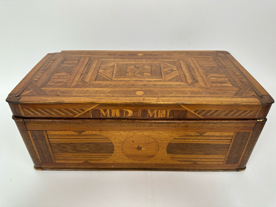 Antique Inlaind Marquetry Wooden Box 16W X 8D X 6H [Photo 2]